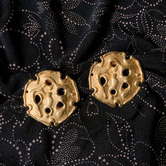 Vintage Spanish Made Gold Sun Clip-On Earrings - Picture 2 of 6